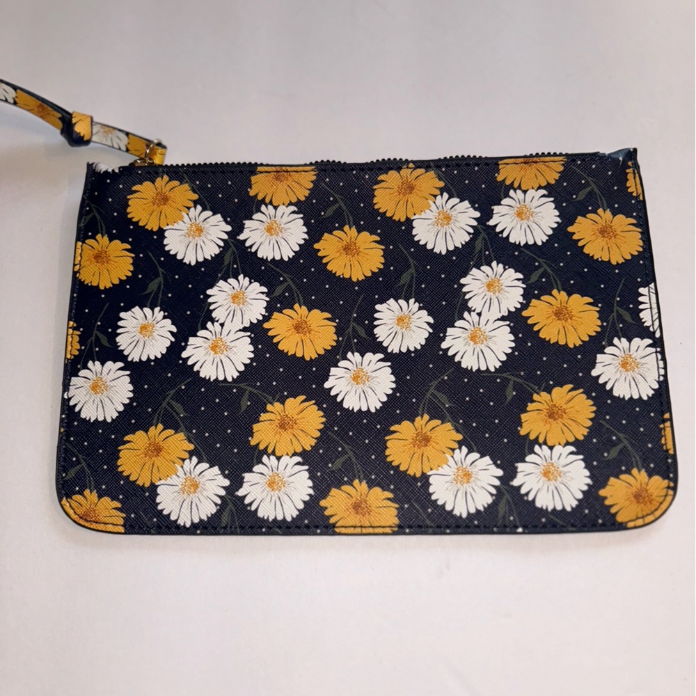 Floral Navy Blue and Yellow Women's Pouch